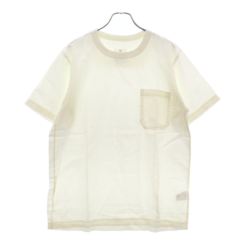 ts(s)(ティーエスエス) 120'S H/Bone S/S ヘリンボーン 胸ポケット半袖Tシャツ ホワイト
