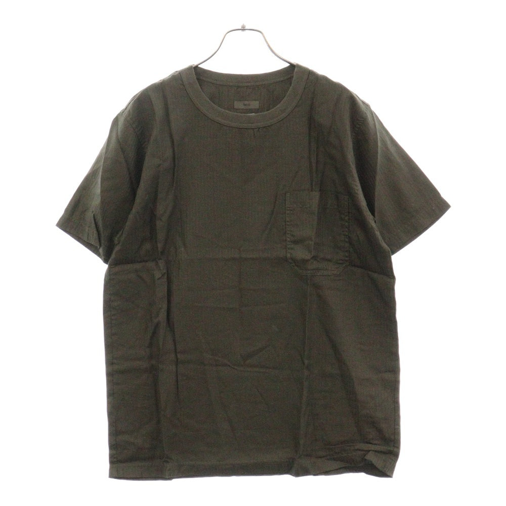 ts(s)(ティーエスエス) 120'S H/Bone S/S ヘリンボーン 胸ポケット半袖Tシャツ オリーブ