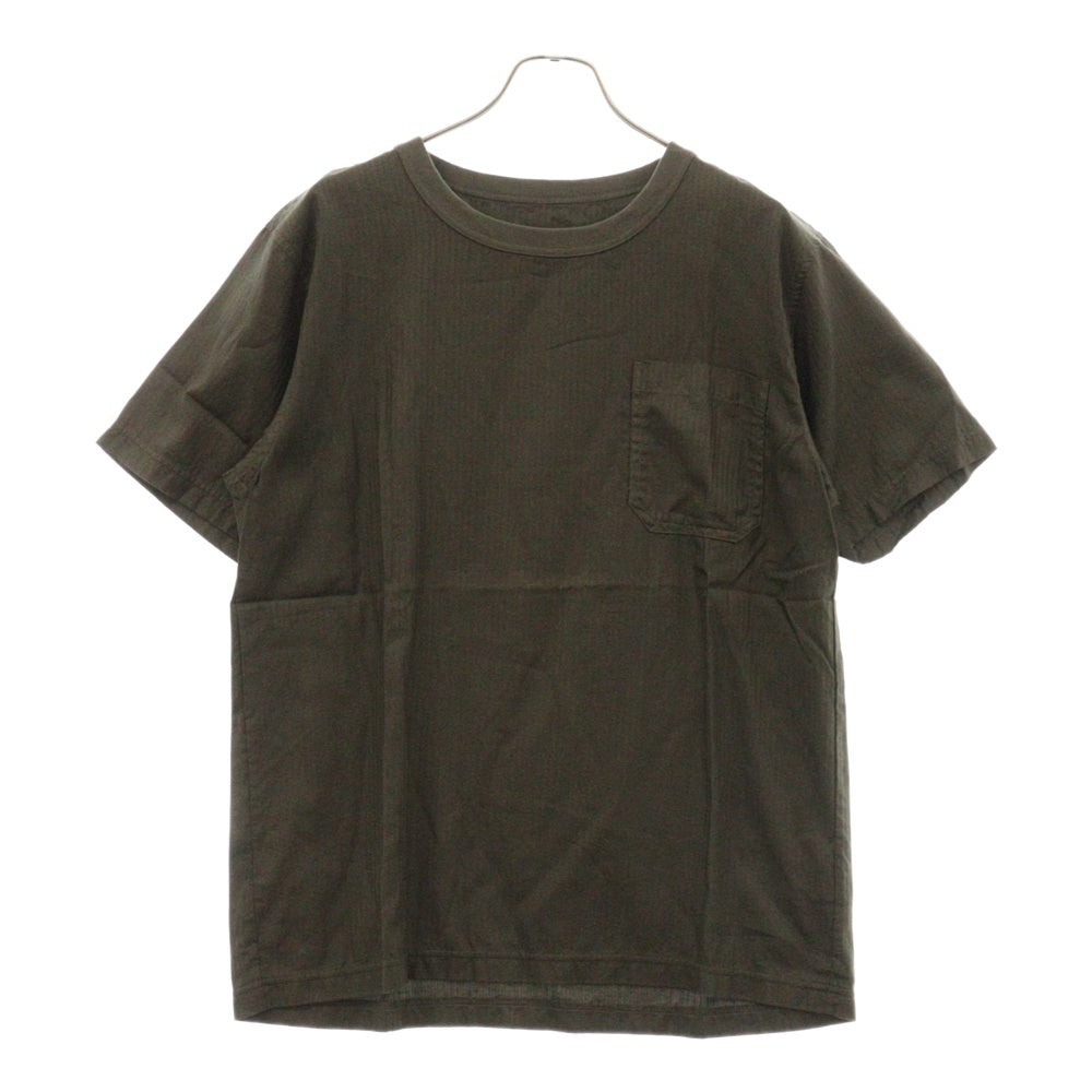 ts(s)(ティーエスエス) 120'S H/Bone S/S ヘリンボーン 胸ポケットTシャツ オリーブ
