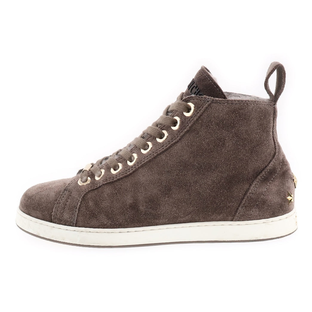 JIMMY CHOO(ジミーチュウ) バックロゴプレート スウェード ハイカットスニーカー グレー 13175959