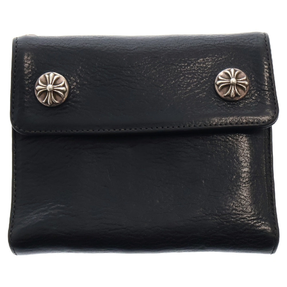 CHROME HEARTS(クロムハーツ) Big Spoon Wallet ビッグスプーンレザーウォレット 2つ折り財布 コンパクトウォレット ブラック