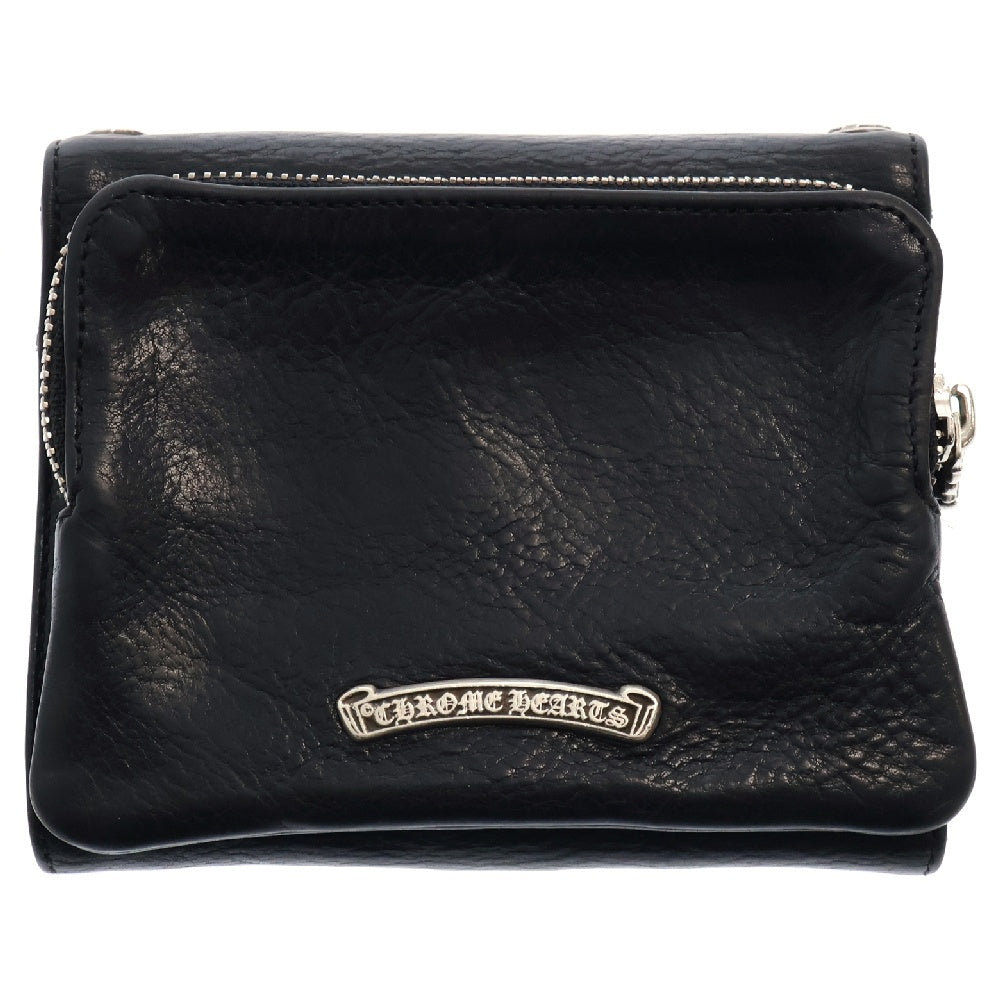 CHROME HEARTS(クロムハーツ) Big Spoon Wallet ビッグスプーンレザーウォレット 2つ折り財布 コンパクトウォレット ブラック