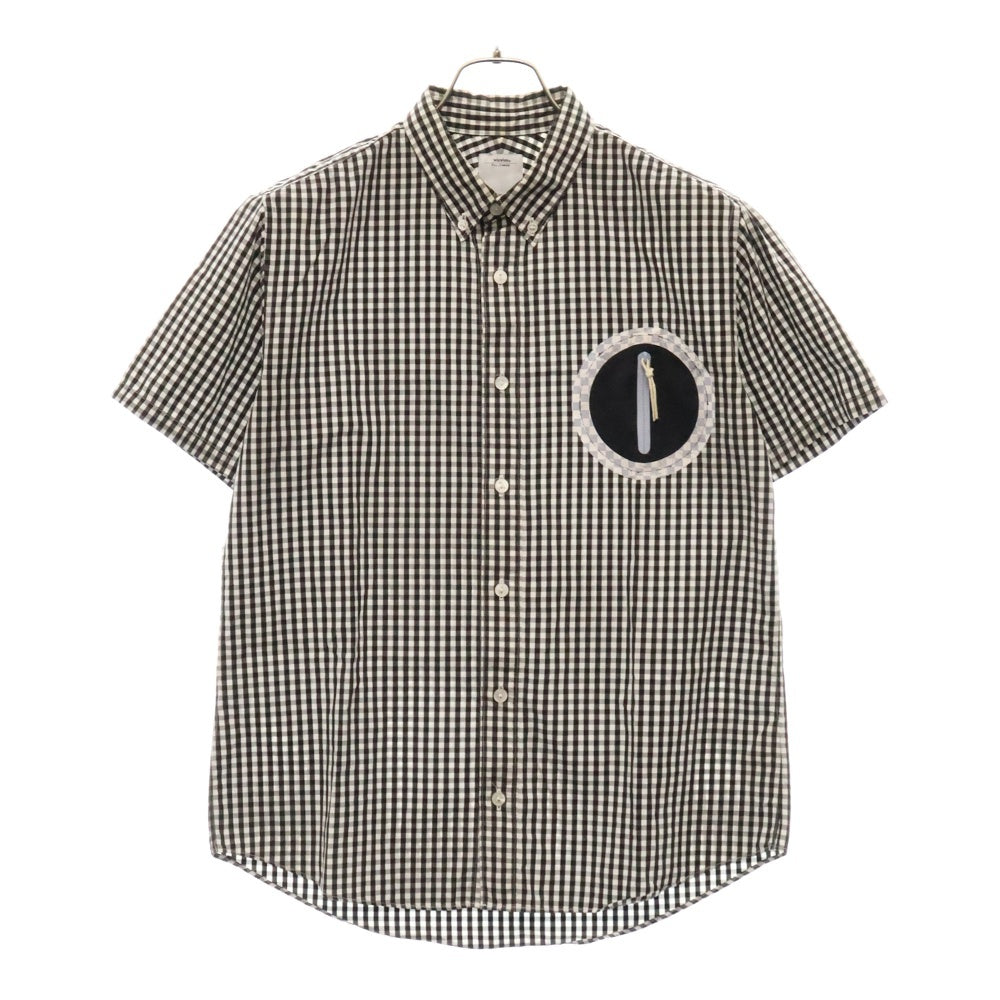 VISVIM(ヴィスヴィム) 10SS JUNEAU WELD SHIRT S/S 胸ジップデザイン ギンガムチェック総柄半袖シャツ ブラック VS0001332