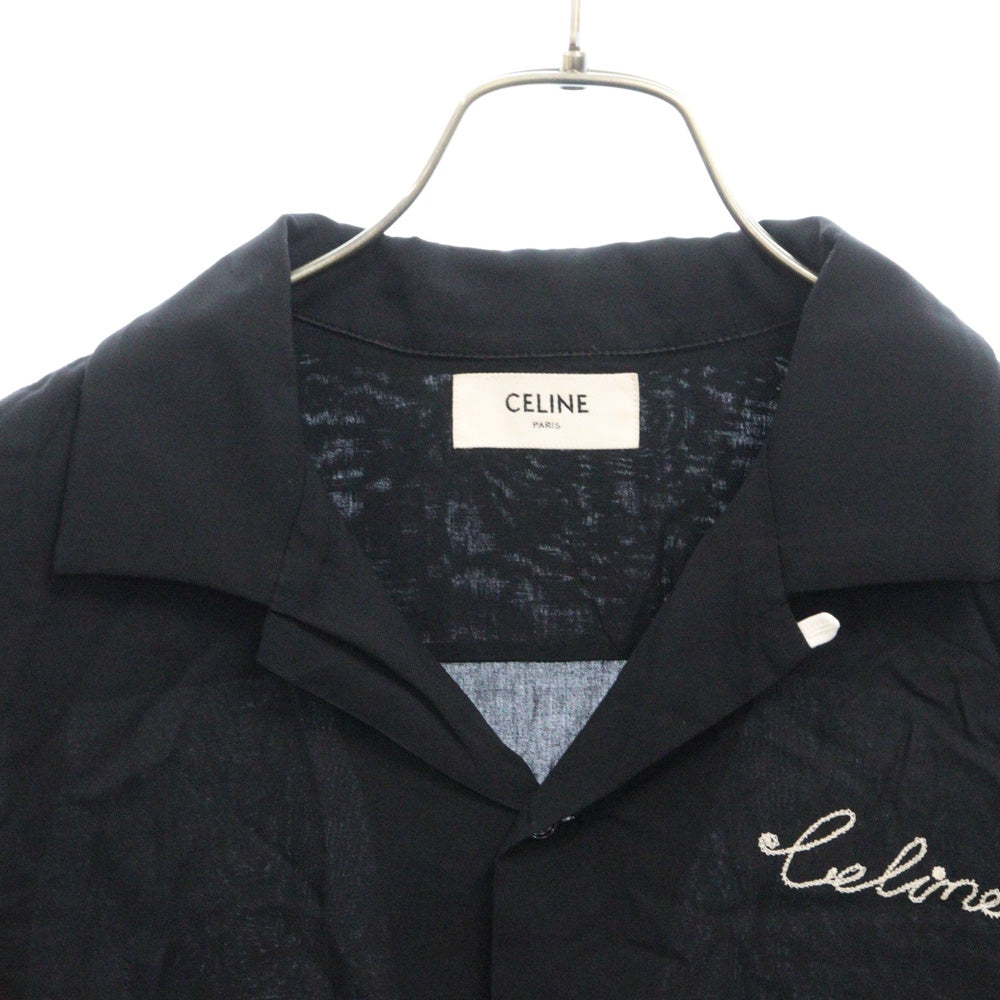 CELINE(セリーヌ) 21SS LOOSE BOWLING SHIRT ルーズ ボーリング フロント刺繍 半袖シャツ ブラック 852C 2C516 38NO