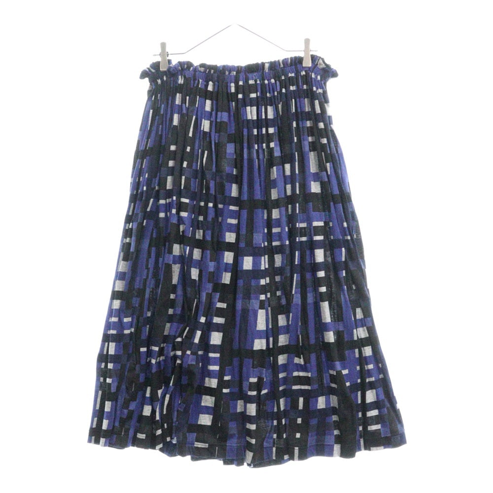 Y's(ワイズ) 24SS JERSEY PIGMENT CHECK PRINT GATHERED SKIRT ジャージー ピグメント チェックプリント ギャザースカート ブルー/ブラック レディース YS-T91-078
