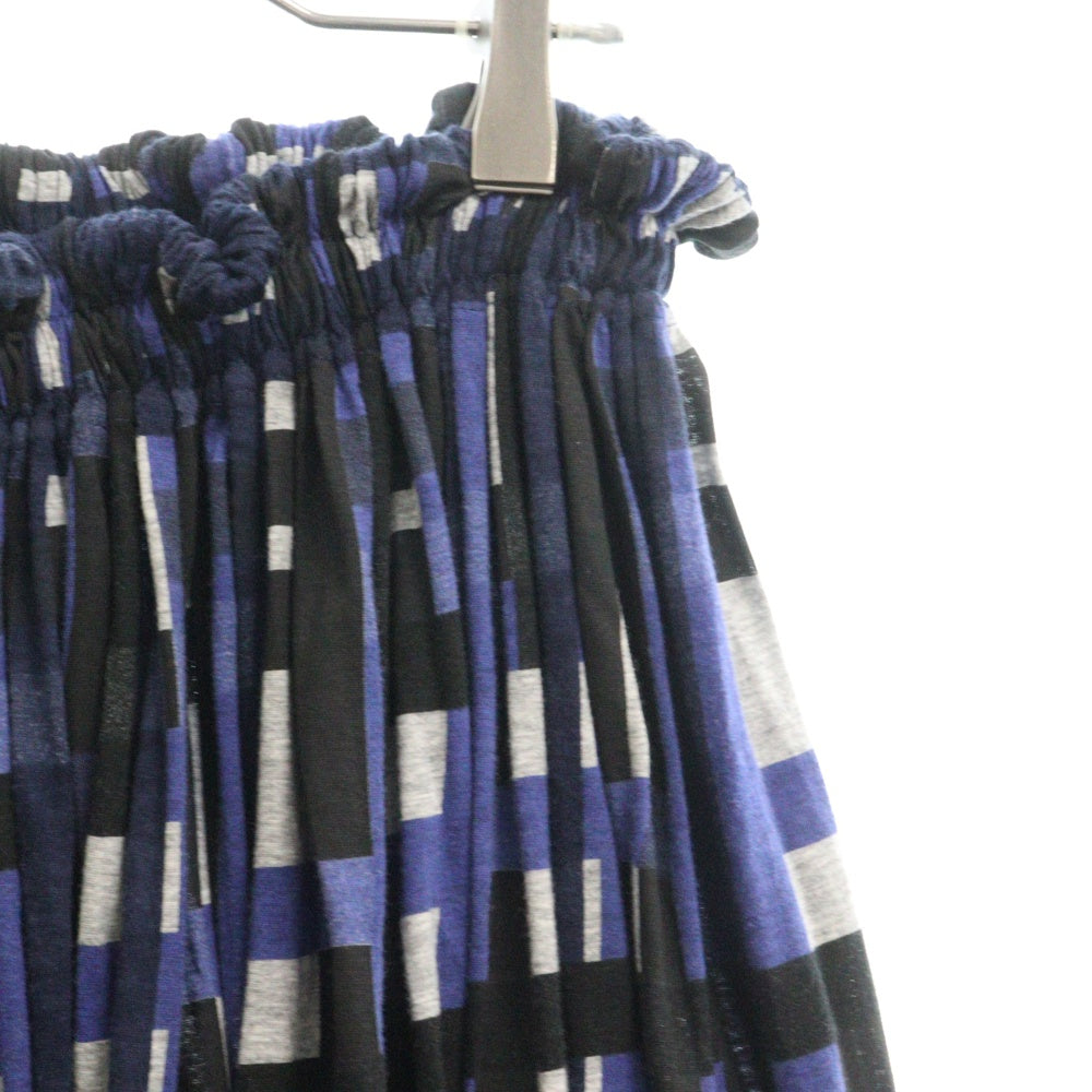 Y's(ワイズ) 24SS JERSEY PIGMENT CHECK PRINT GATHERED SKIRT ジャージー ピグメント チェックプリント ギャザースカート ブルー/ブラック レディース YS-T91-078