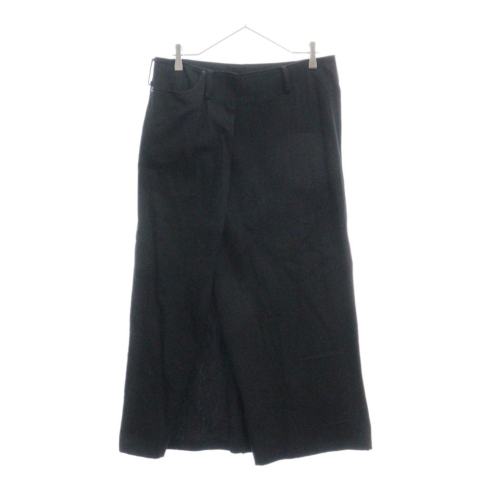 Yohji Yamamoto(ヨウジヤマモト) 24SS 7.6OZ UNEVEN YARN DENIM BELTED WRAP SKIRT アンイーブン ヤーン デニム ベルテッド ラップ スカート ブラック レディース FS-S11-021