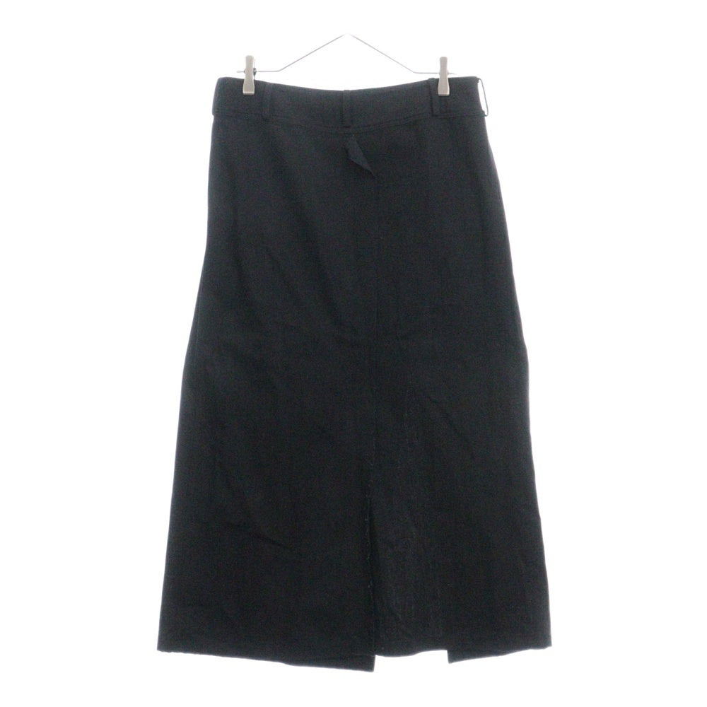 Yohji Yamamoto(ヨウジヤマモト) 24SS 7.6OZ UNEVEN YARN DENIM BELTED WRAP SKIRT アンイーブン ヤーン デニム ベルテッド ラップ スカート ブラック レディース FS-S11-021