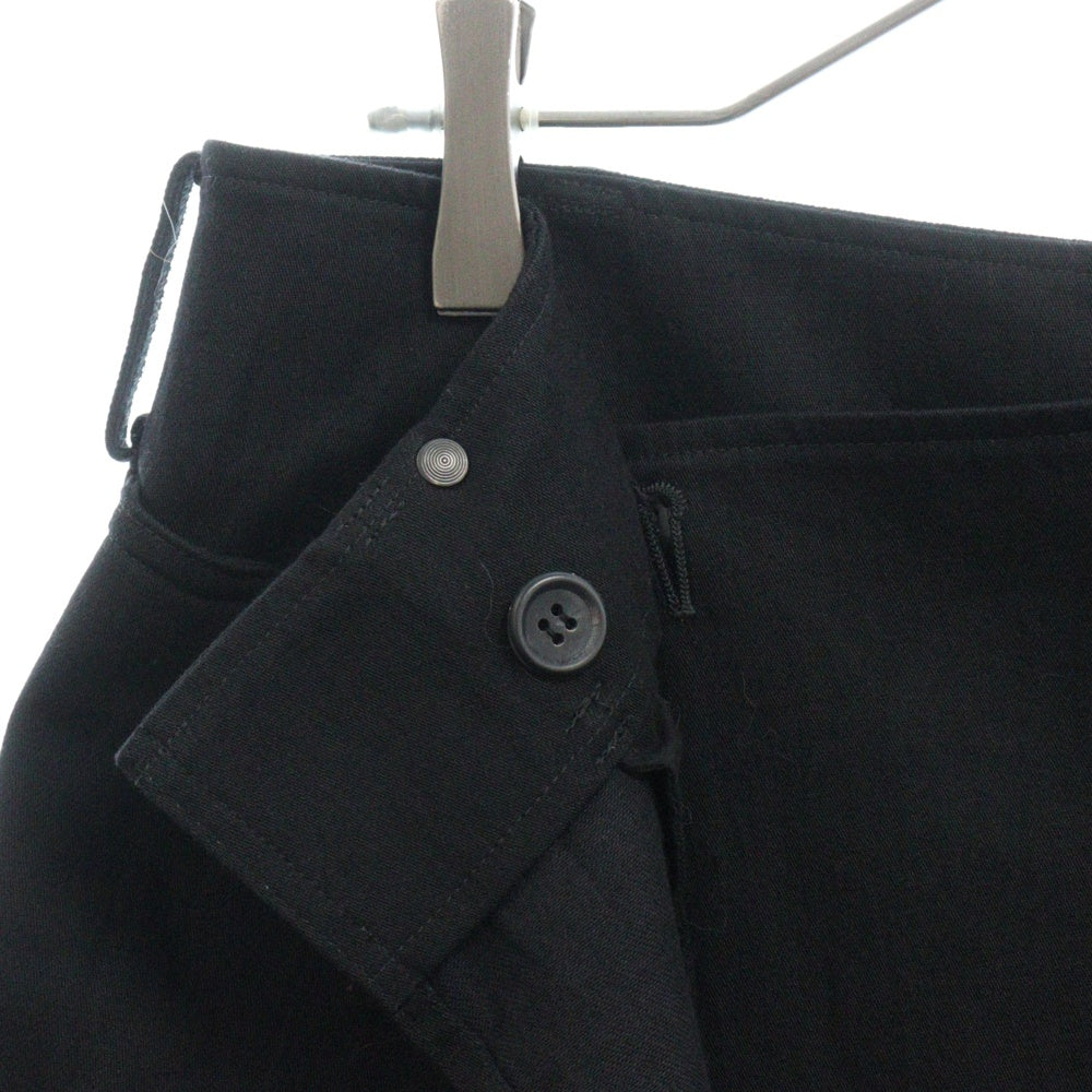 Yohji Yamamoto(ヨウジヤマモト) 24SS 7.6OZ UNEVEN YARN DENIM BELTED WRAP SKIRT アンイーブン ヤーン デニム ベルテッド ラップ スカート ブラック レディース FS-S11-021