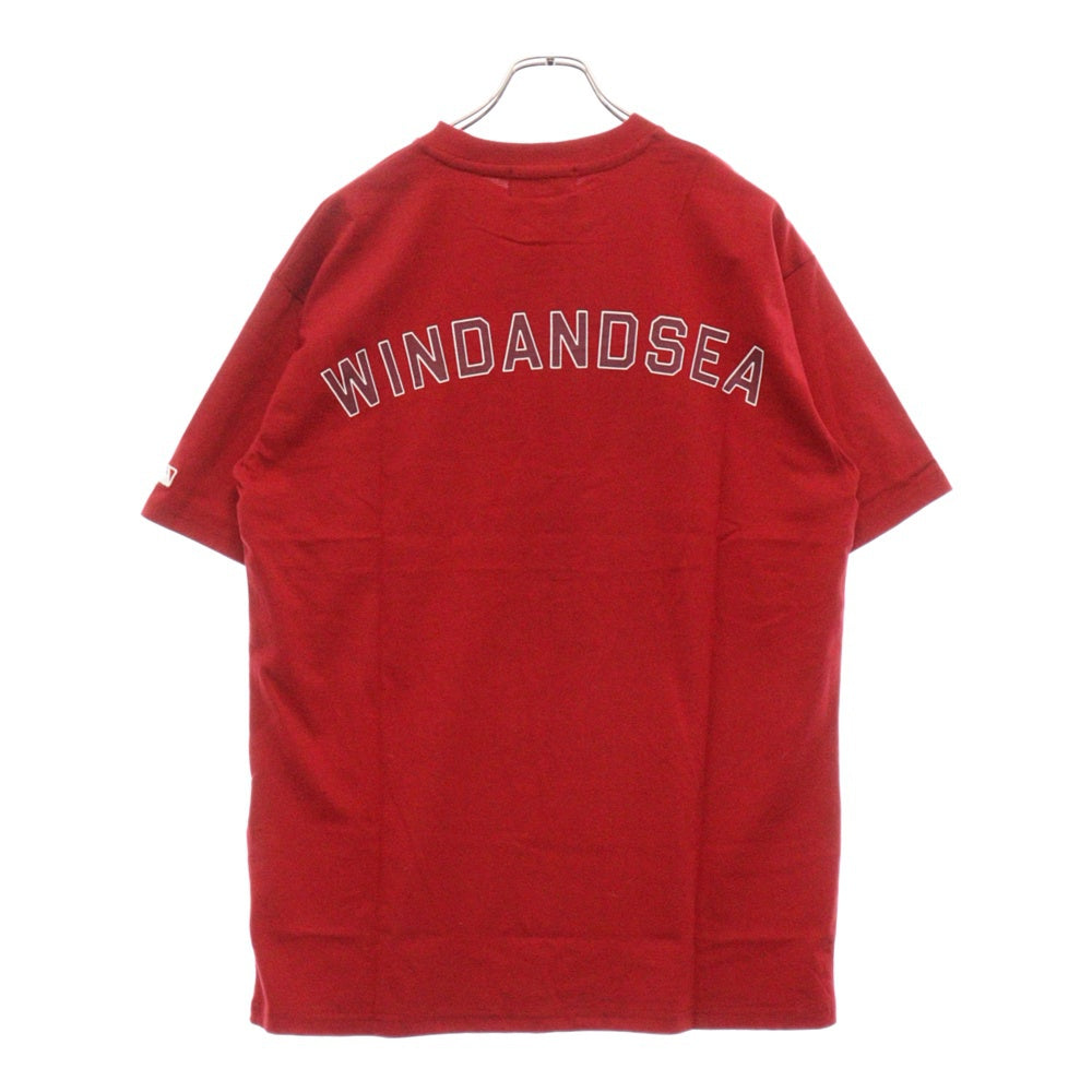 WIND AND SEA(ウィンダンシー) ×MLB LOGO TEE ANGELS エムエルビー ロサンゼルスエンゼルス フロントロゴ クルーネック 半袖Tシャツ カットソー レッド WDS-C-MLB5-24-Q1-08