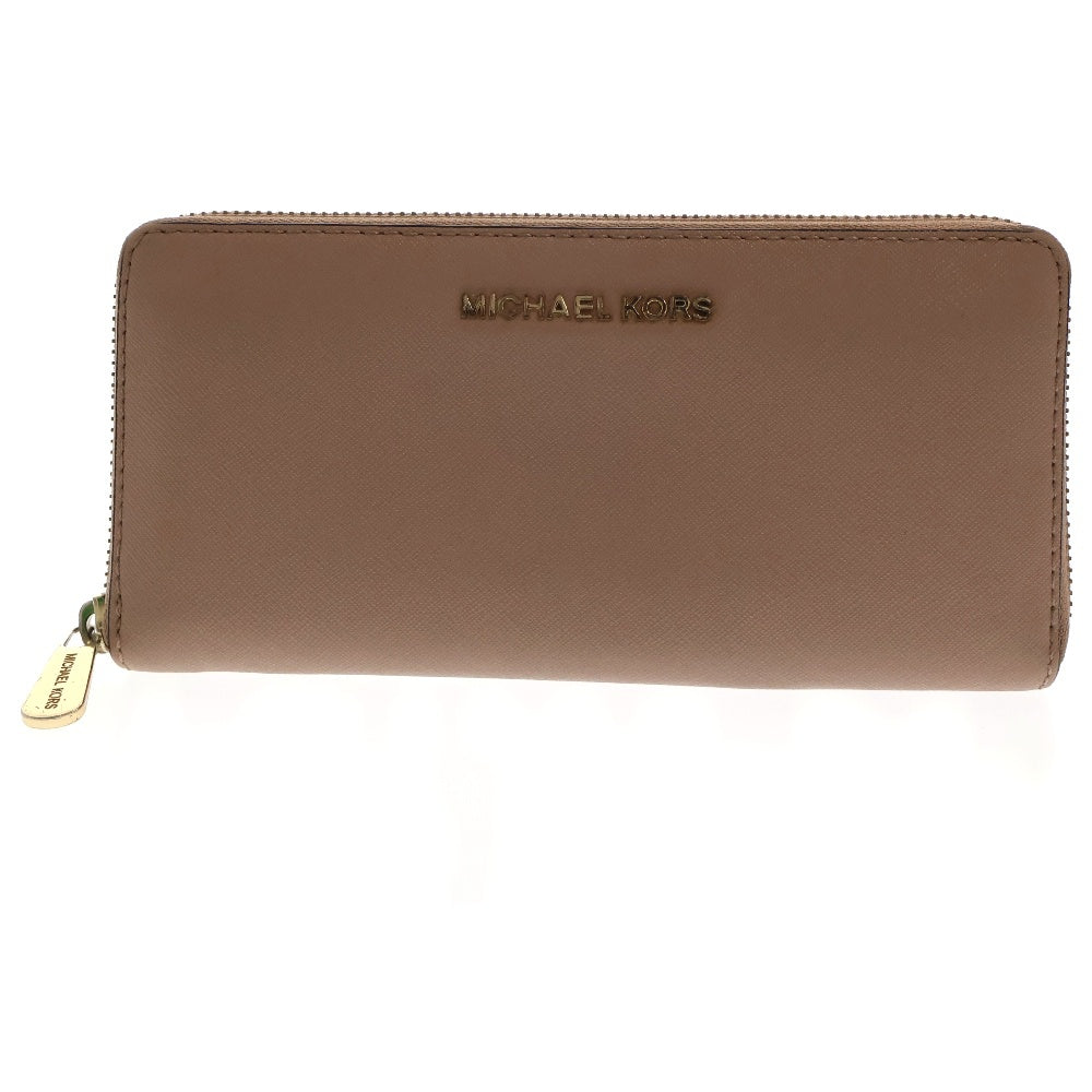 MICHAEL KORS(マイケルコース) ロゴプレート ラウンドジップ レザーロングウォレット 長財布 ピンク 35H3GTV23L