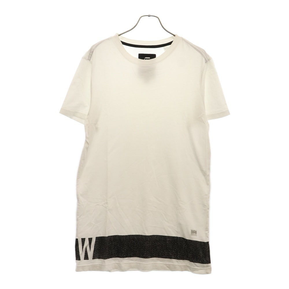 G-STAR RAW(ジースターロウ) STONUM LONG R T S/S 裾プリント 半袖Tシャツ ホワイト