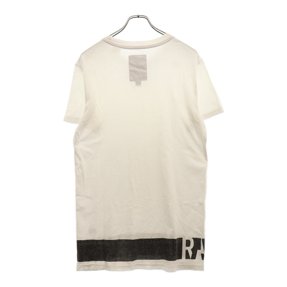 G-STAR RAW(ジースターロウ) STONUM LONG R T S/S 裾プリント 半袖Tシャツ ホワイト