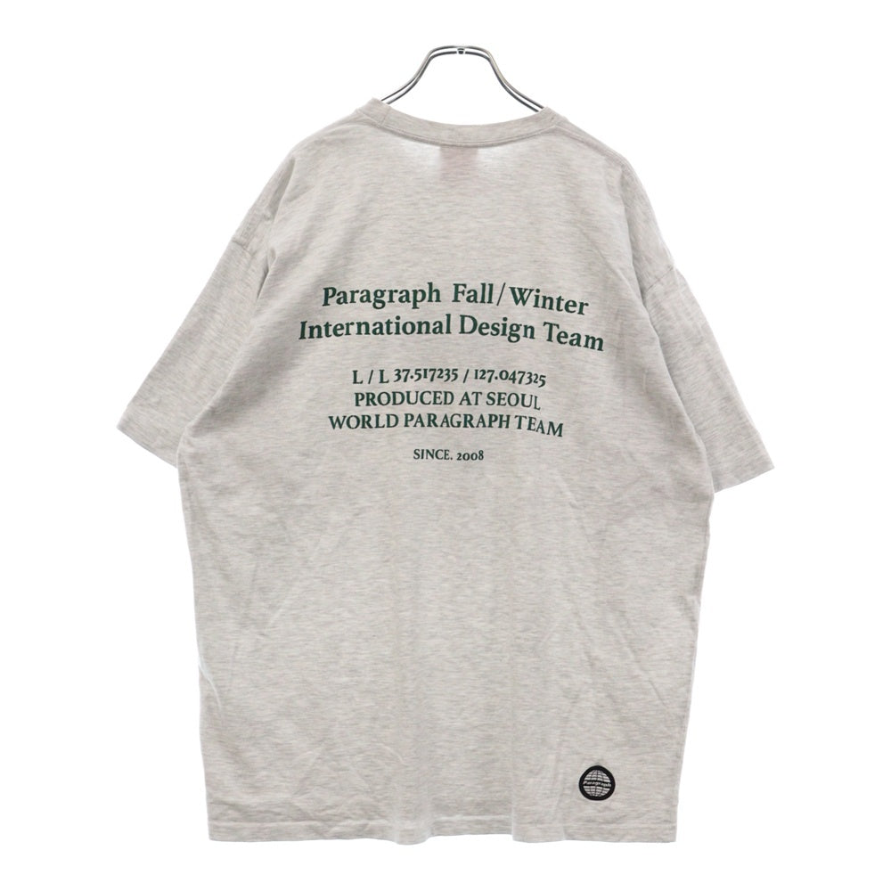 Paragraph(パラグラフ) オーバーサイズ プリント半袖Tシャツ グレー