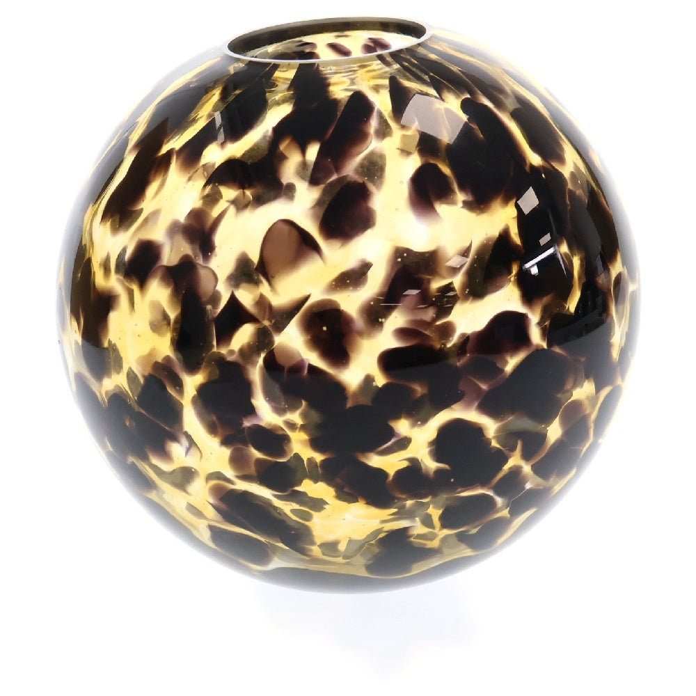 DIOR(ディオール) フラワーベース アートグラス ガラスボール 花瓶 総柄 ブラック/イエロー　■