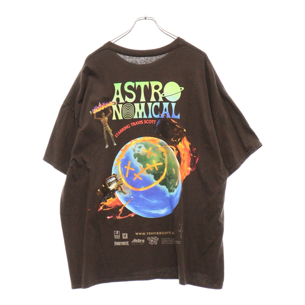 TRAVIS SCOTT(トラヴィススコット) CACTUS JACK ASTRO NOMICAL アストロノミカル バックプリント クルーネック 半袖Tシャツ カットソー ブラウン