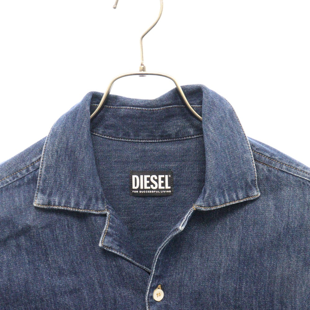 DIESEL(ディーゼル) D-PAROSHORT デニム オープンカラーシャツ 半袖 インディゴ 0CGAU