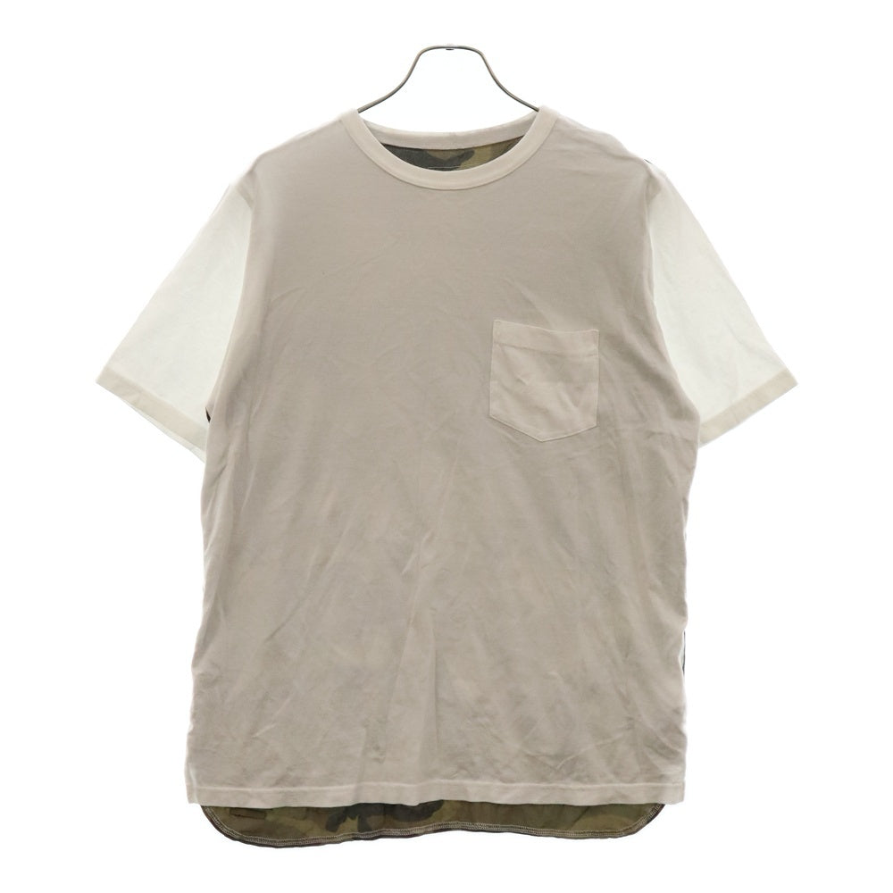 SOPHNET.(ソフネット) 19SS カモフラージュ柄 ドッキング半袖Tシャツ カットソー カーキ/ホワイト SOPH-190057