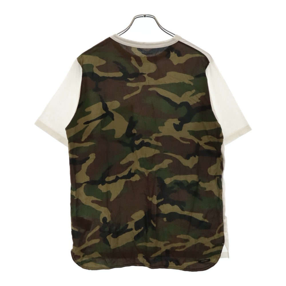 SOPHNET.(ソフネット) 19SS カモフラージュ柄 ドッキング半袖Tシャツ カットソー カーキ/ホワイト SOPH-190057
