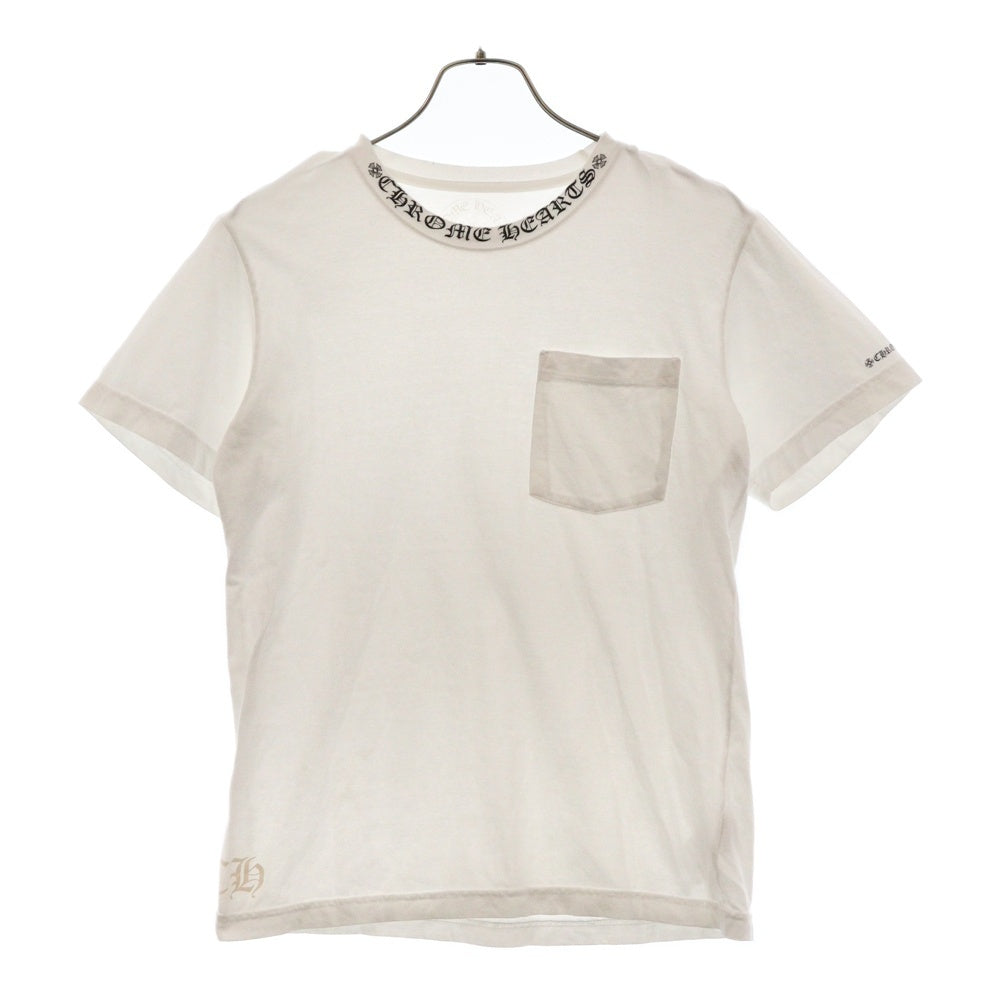 CHROME HEARTS(クロムハーツ) CH T-SHRT 1 ネックロゴプリント クルーネック コットン 半袖Tシャツ カットソー ホワイト