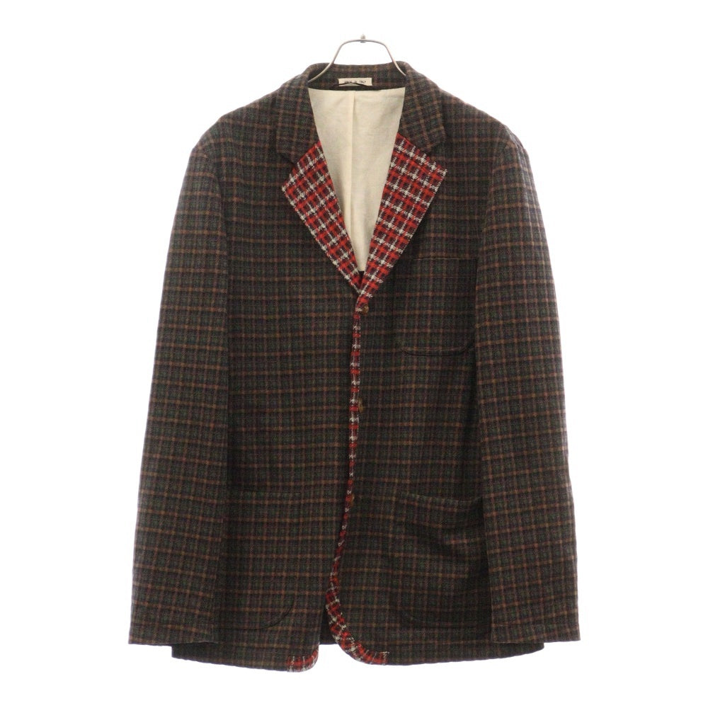 MARNI(マルニ) 18AW チェック切り替え 2B テーラードジャケット グリーン/レッド GUMU0004Q0 S23296