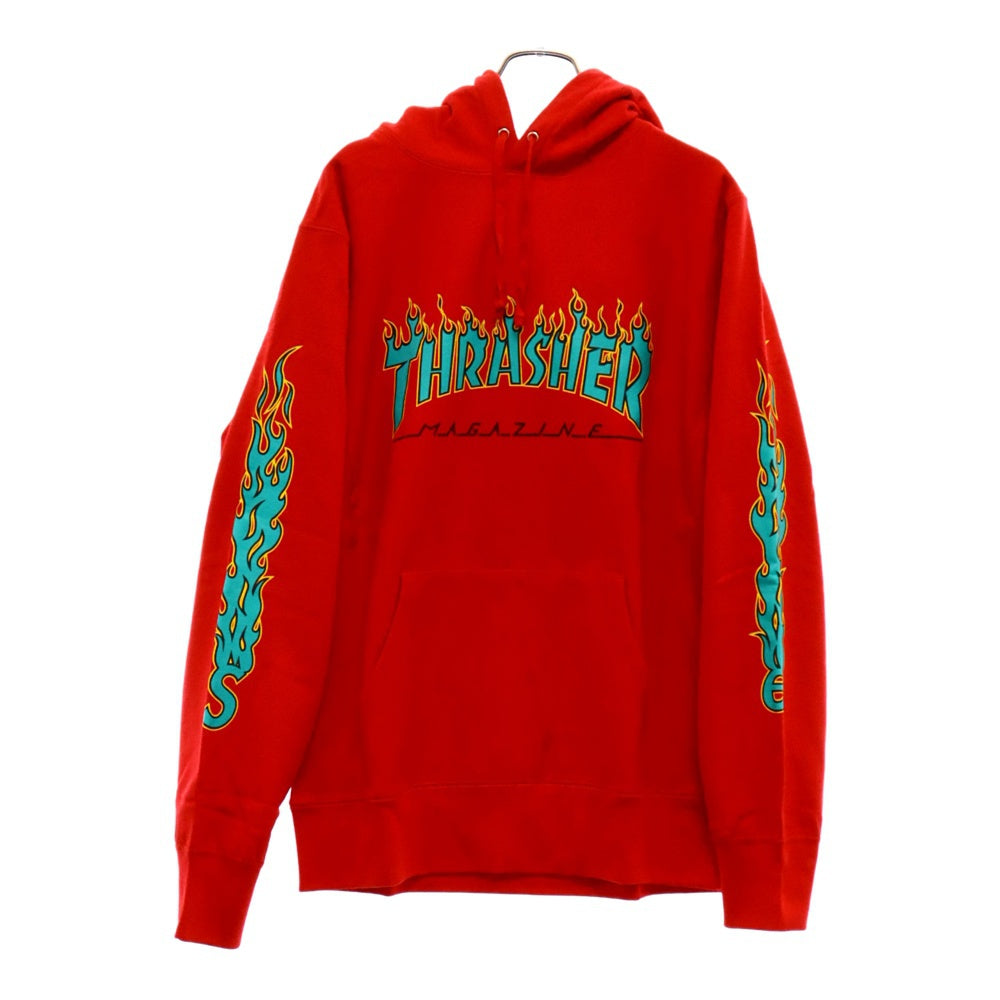 SUPREME(シュプリーム) ×Thrasher Hooded Sweatshirt スラッシャー プルオーバースウェットパーカー フーディ レッド