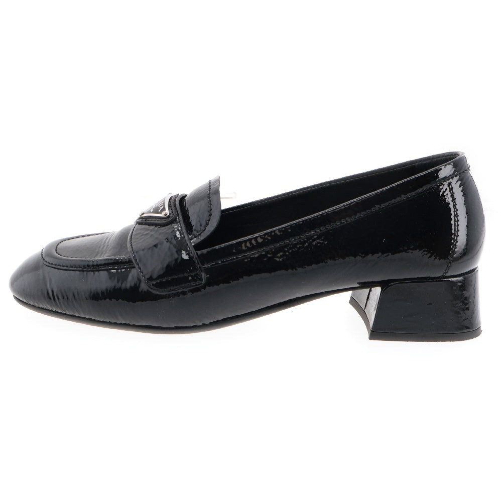 PRADA(プラダ) Patent Leather Loafers パテントレザー エナメル ヒール ローファー シューズ ブラック レディース 1D583M