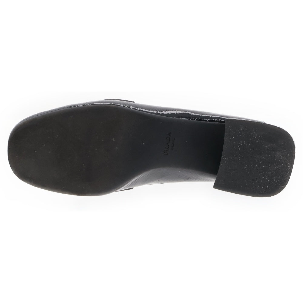 PRADA(プラダ) Patent Leather Loafers パテントレザー エナメル ヒール ローファー シューズ ブラック レディース 1D583M