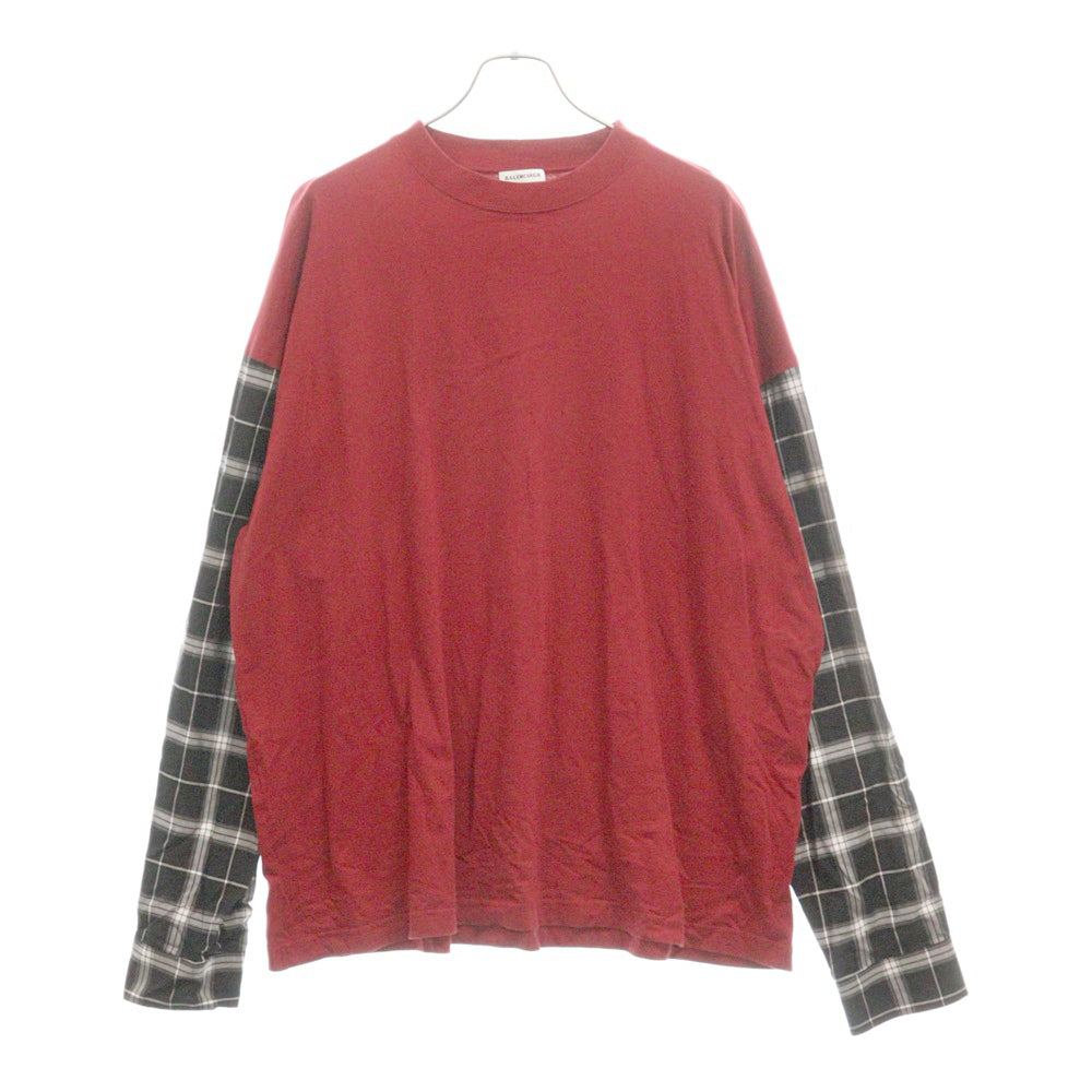 BALENCIAGA(バレンシアガ) レイヤードオーバーサイズカットソー 袖チェック切替 ベスト無し 556241