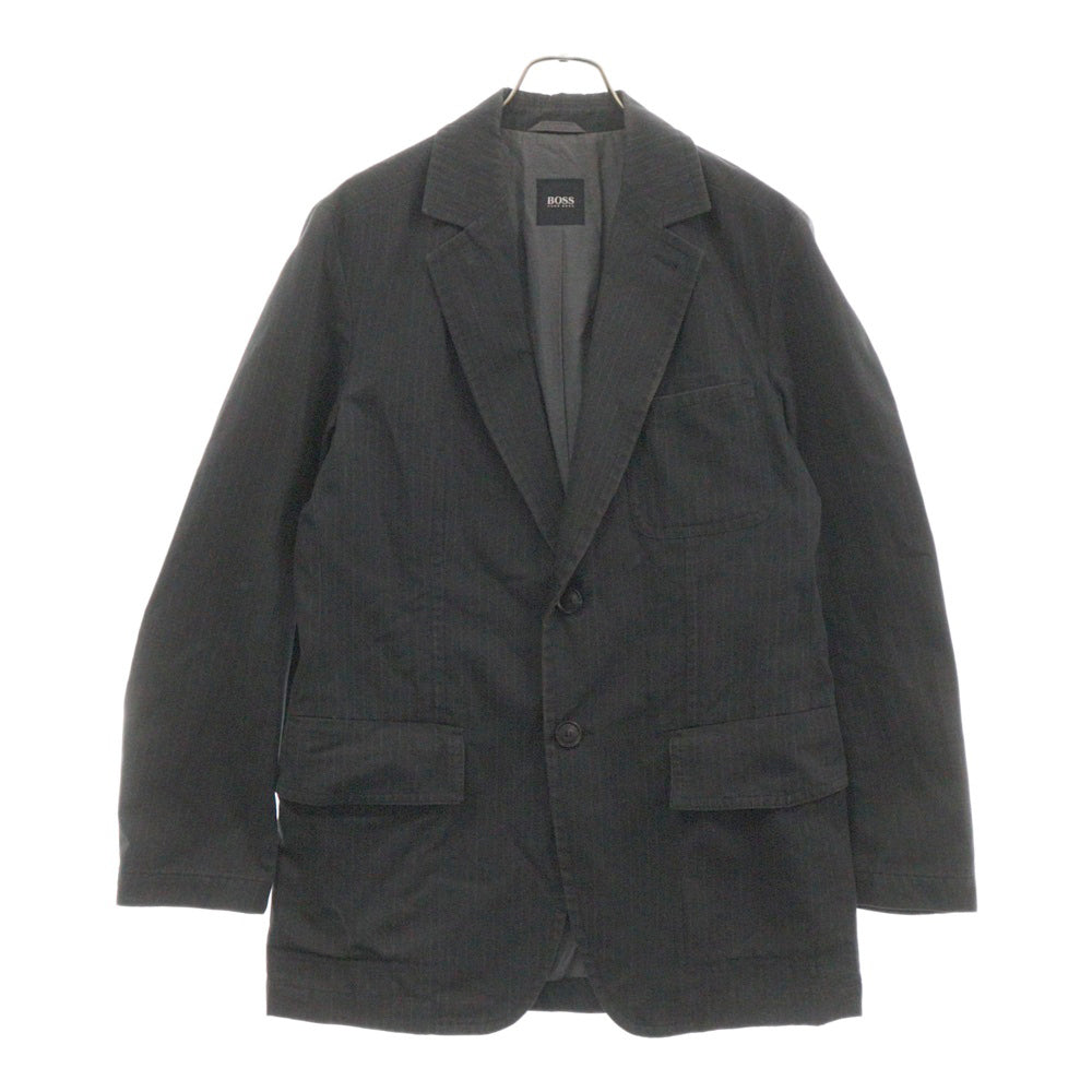 HUGO BOSS(ヒューゴボス) コットンポリ ストライプ 2B ノッチドラペル テーラードジャケット グレー