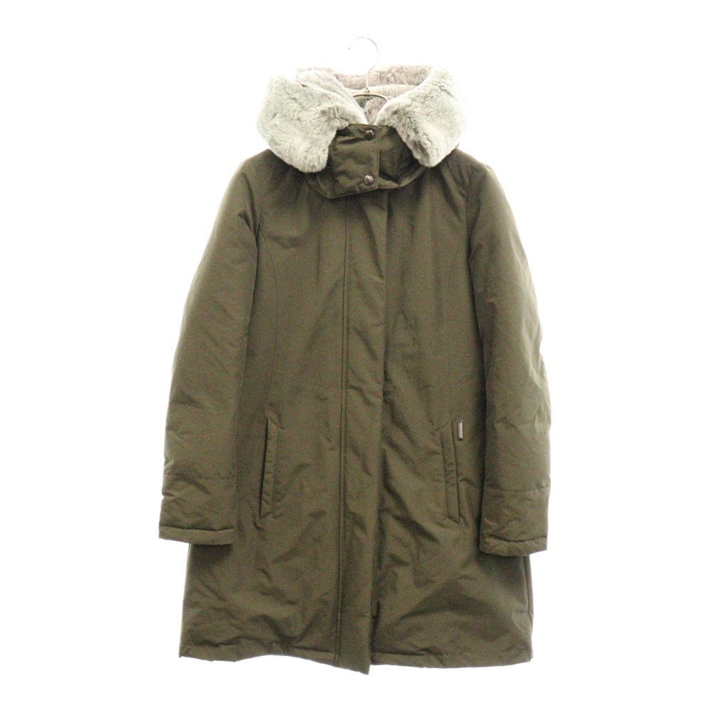 WOOLRICH(ウールリッチ) BOW BRIDGE ボウ ブリッジ ラビットファー フード ロング ダウンジャケット カーキ WWCPS2648D