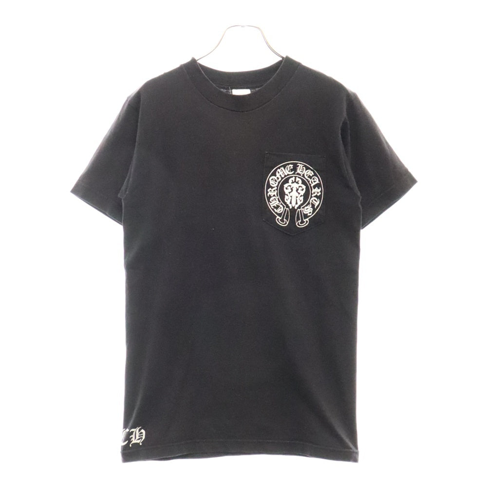 CHROME HEARTS(クロムハーツ) AMERICAN FLAG T-SHIRT アメリカンフラッグ バックプリント フロントポケット クルーネック 半袖Tシャツ カットソー ブラック 2212-304-0664-0930