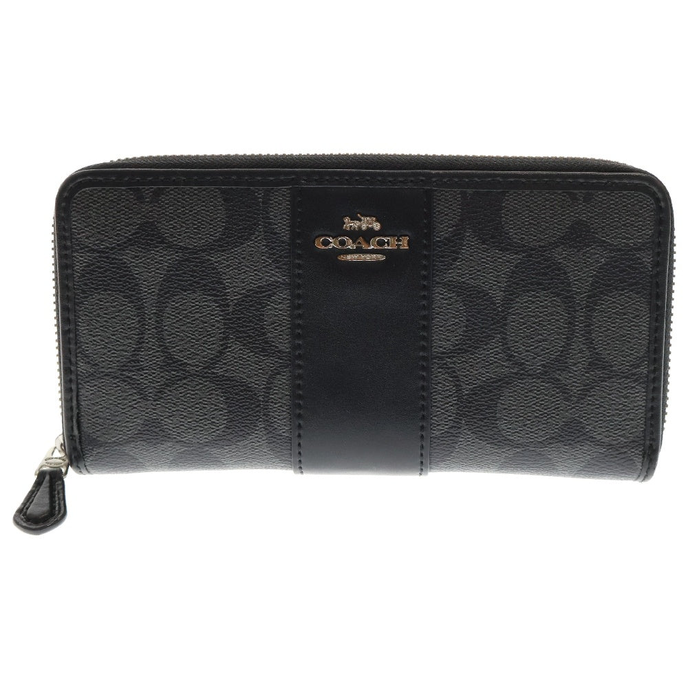 COACH(コーチ) シグネチャーロゴ ジッピーロングウォレット ラウンドジップ 長財布 ブラック