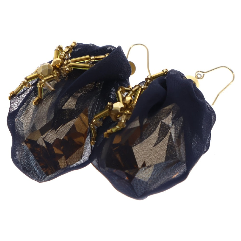 UNDERCOVER(アンダーカバー) 24SS SPIDER GLASS EARRINGS スパイダーモチーフ ガラス ドロップピアス ゴールド/ネイビー UC1D1R52-2