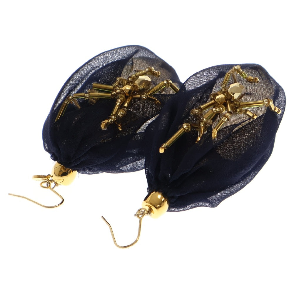 UNDERCOVER(アンダーカバー) 24SS SPIDER GLASS EARRINGS スパイダーモチーフ ガラス ドロップピアス ゴールド/ネイビー UC1D1R52-2