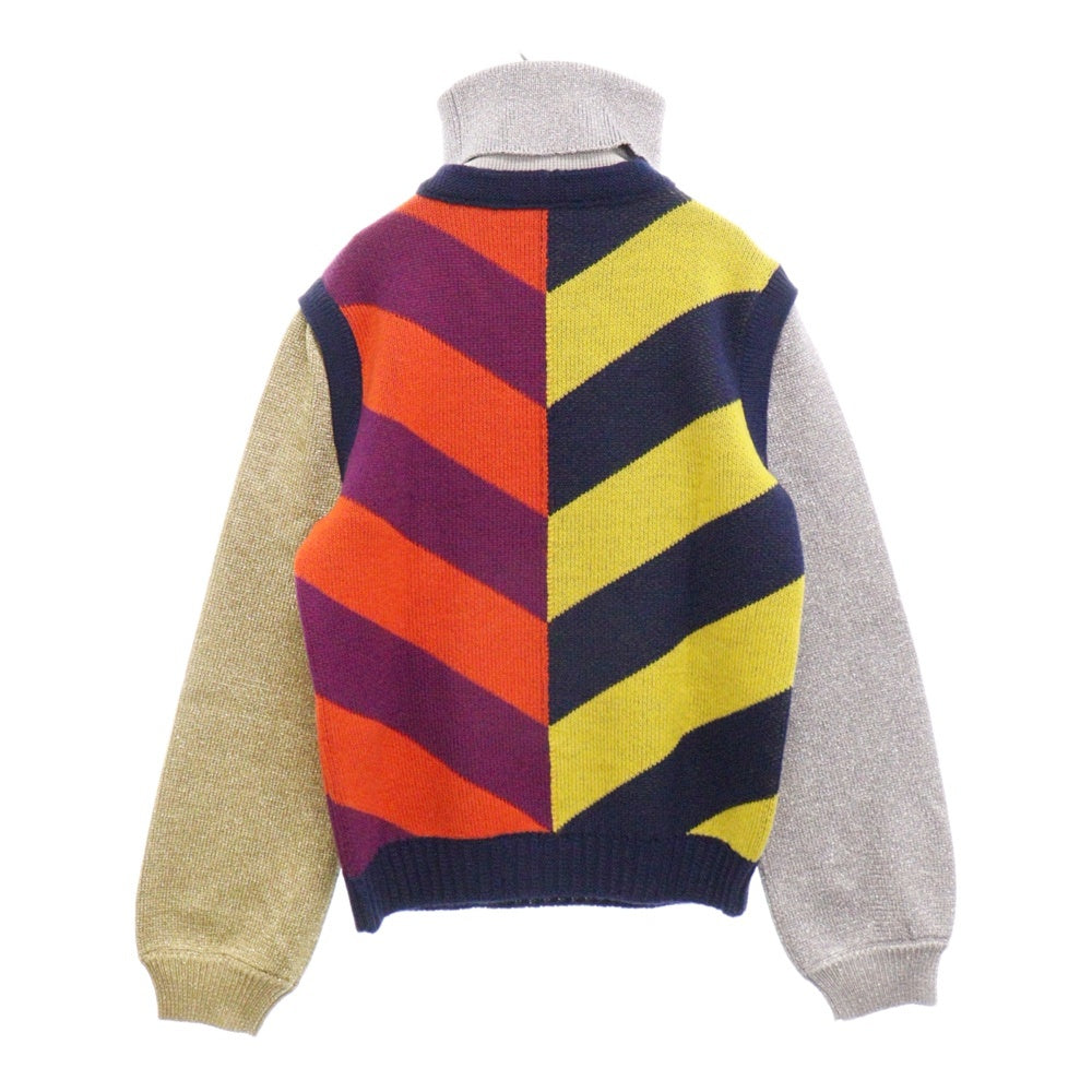GUCCI(グッチ) Logo Jacquard Knitted Vest ベスト切替 タートルネック 長袖ラメニットセーター マルチ 724770 XKCWH