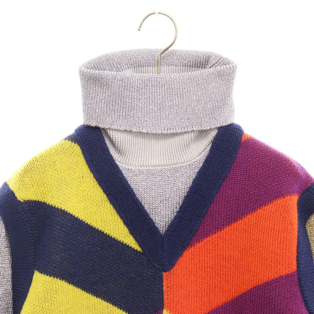 GUCCI(グッチ) Logo Jacquard Knitted Vest ベスト切替 タートルネック 長袖ラメニットセーター マルチ 724770 XKCWH