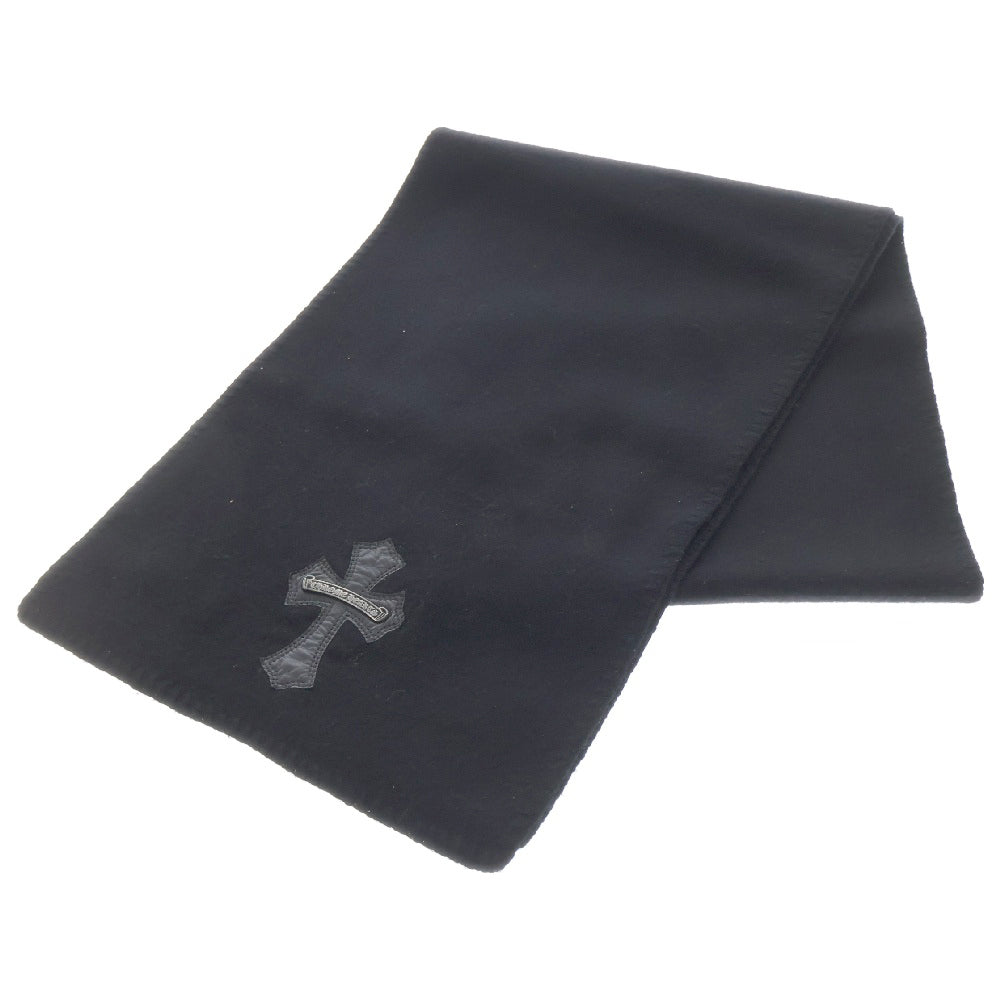 CHROME HEARTS(クロムハーツ) クロスパッチ スクロールラベル イタリア製 カシミアマフラー ストール ブラック