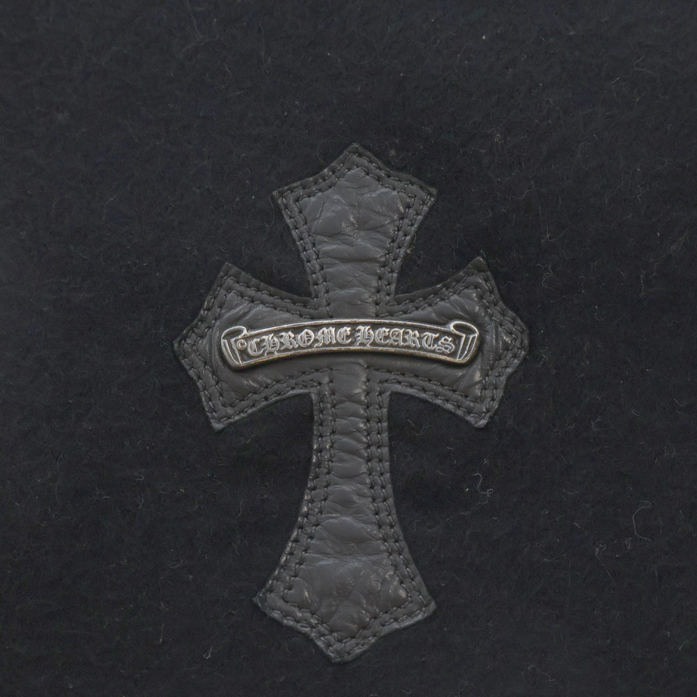 CHROME HEARTS(クロムハーツ) クロスパッチ スクロールラベル イタリア製 カシミアマフラー ストール ブラック