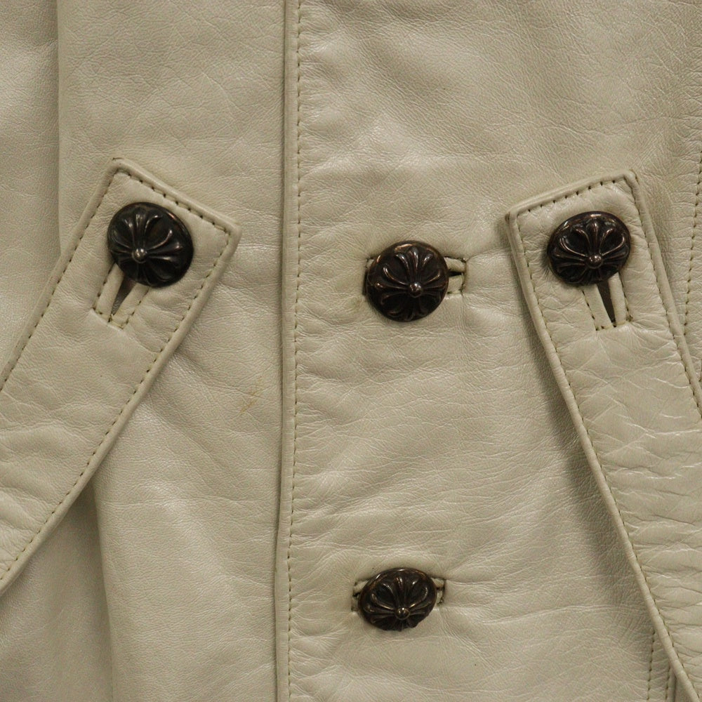 CHROME HEARTS(クロムハーツ) 8BTN LEATHER COAT クロスボールボタン スリムデザイン レザーコート ホワイト
