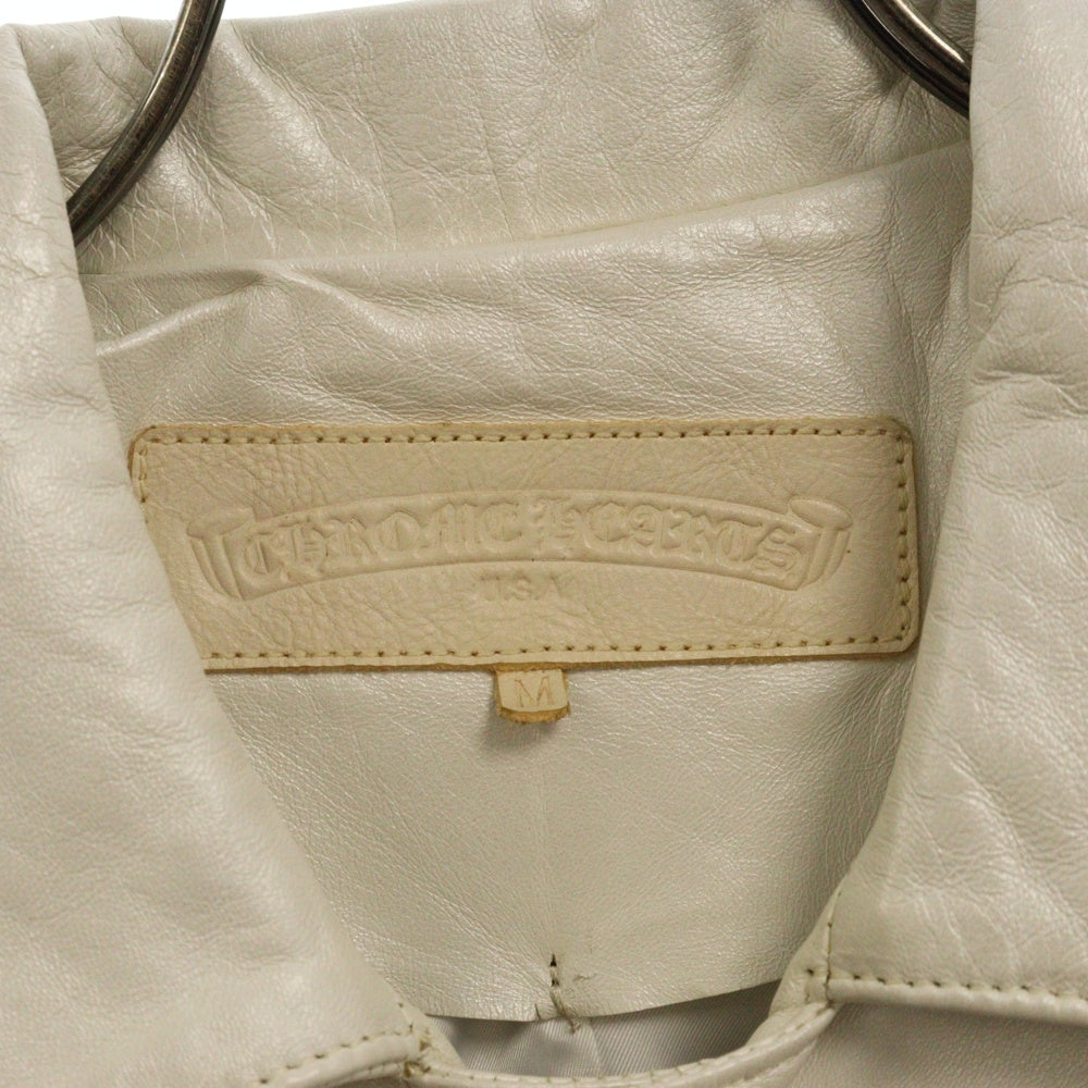 CHROME HEARTS(クロムハーツ) 8BTN LEATHER COAT クロスボールボタン スリムデザイン レザーコート ホワイト