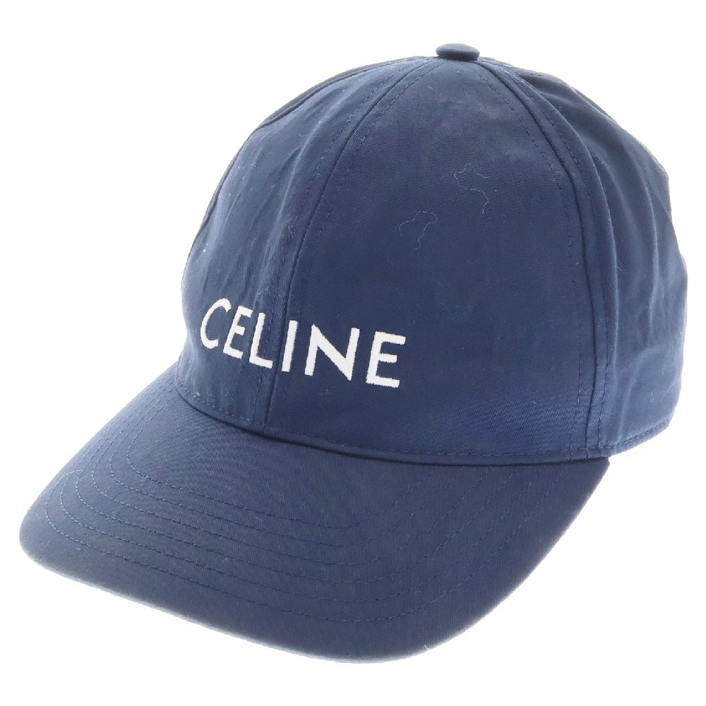 CELINE(セリーヌ) フロントロゴ刺繍 コットン ベースボールキャップ 帽子 ネイビー 2AUA1969P