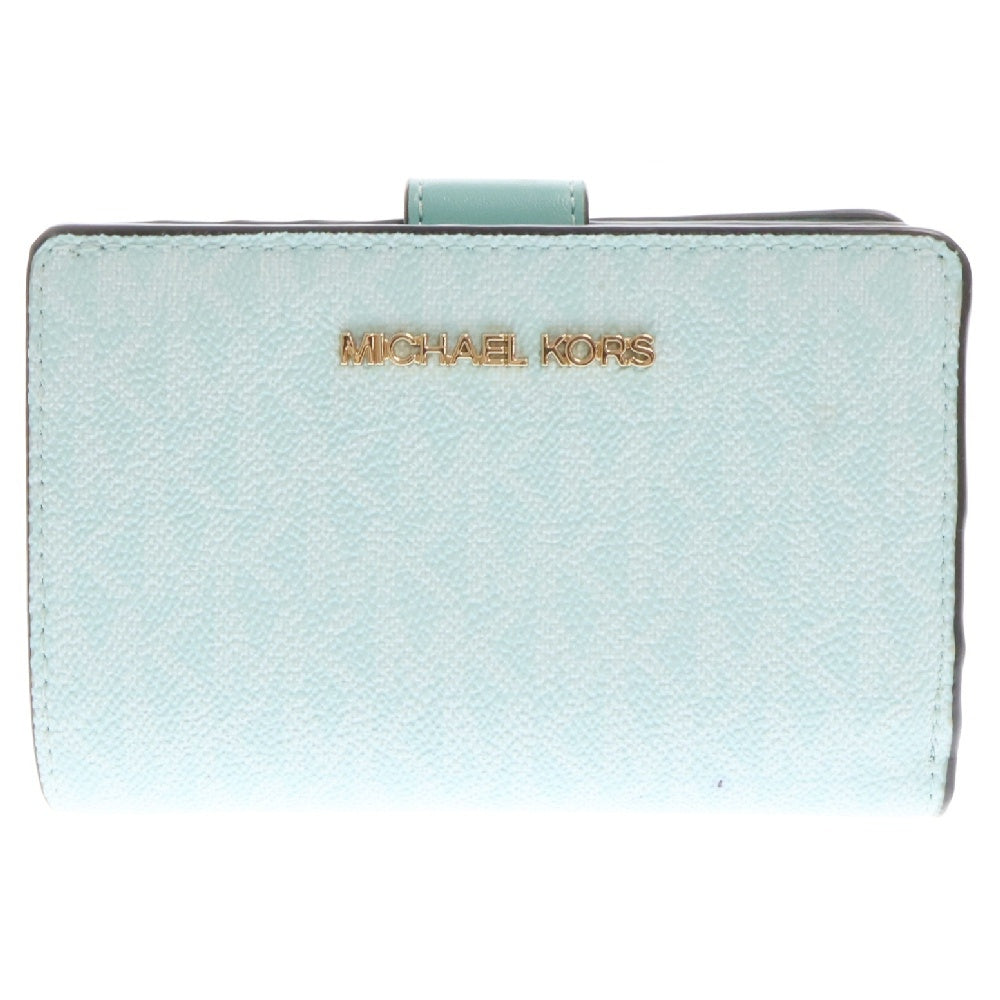 MICHAEL KORS(マイケルコース) MKシグネチャー コンパクトウォレット 2つ折り財布 レディース ライトブルー/ゴールド