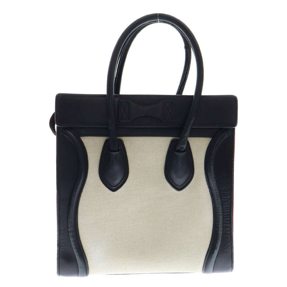 CELINE(セリーヌ) ラゲージ マイクロ ショッパー キャンバス カーフレザー ハンドバッグ ブラック/レッド レディース 167792XSI S-GA-3185