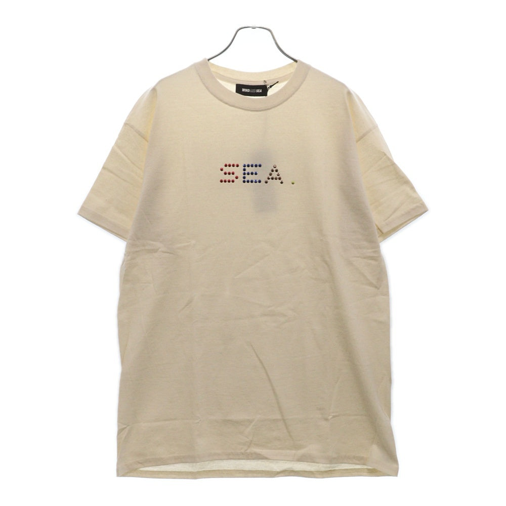 WIND AND SEA(ウィンダンシー) × SOPHNET WDS RHINESTONE SEA TEE ソフネット ラインストーン ロゴ クルーネック 半袖Tシャツ カットソー ベージュ WDS-SPNT-01
