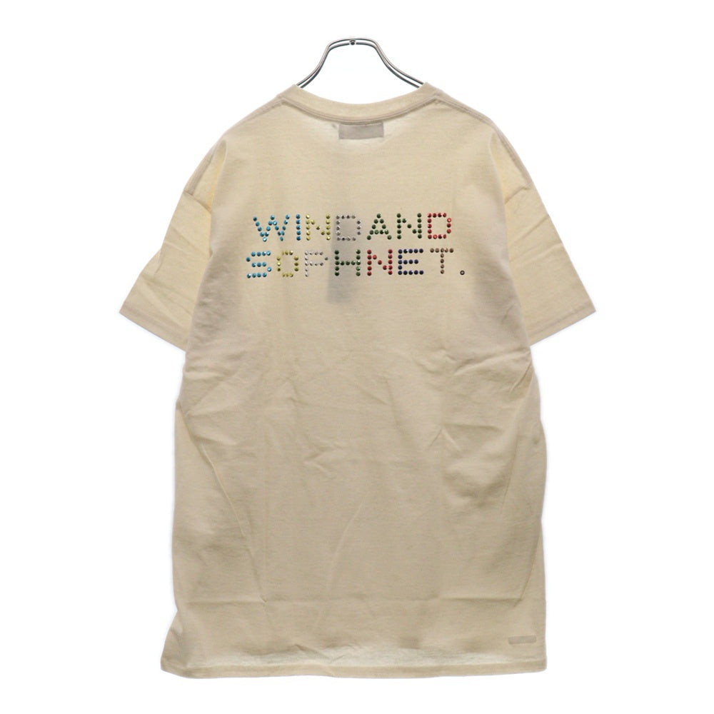 WIND AND SEA(ウィンダンシー) × SOPHNET WDS RHINESTONE SEA TEE ソフネット ラインストーン ロゴ クルーネック 半袖Tシャツ カットソー ベージュ WDS-SPNT-01