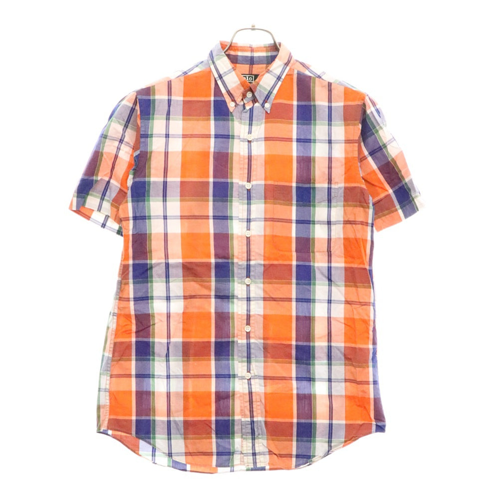 Polo by RALPH LAUREN(ポロバイラルフローレン) 80S VINTAGE ヴィンテージ チェック柄 ボタンダウン 半袖シャツ オレンジ