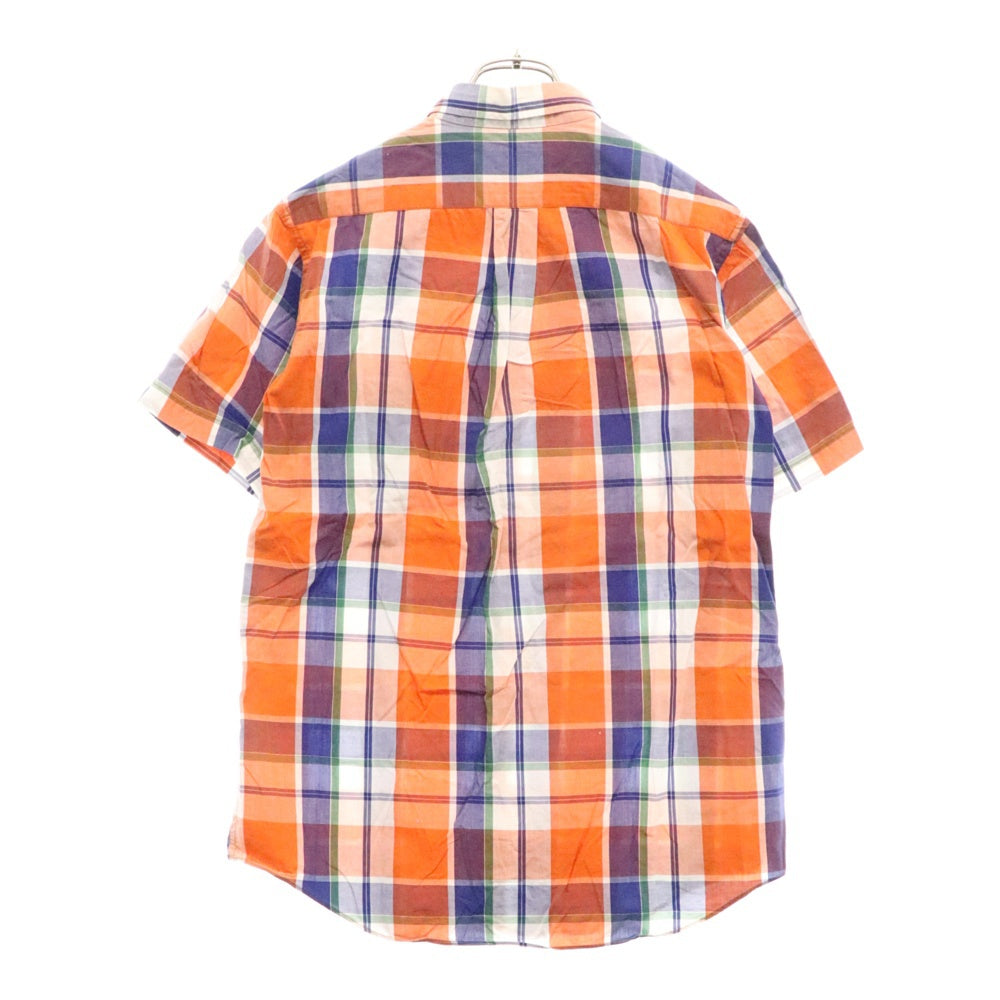 Polo by RALPH LAUREN(ポロバイラルフローレン) 80S VINTAGE ヴィンテージ チェック柄 ボタンダウン 半袖シャツ オレンジ