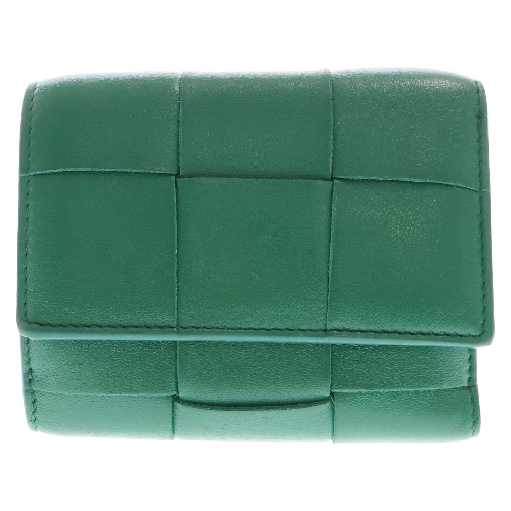BOTTEGA VENETA(ボッテガヴェネタ) イントレチャート レザー 三つ折り財布 コンパクトウォレット グリーン P01672077
