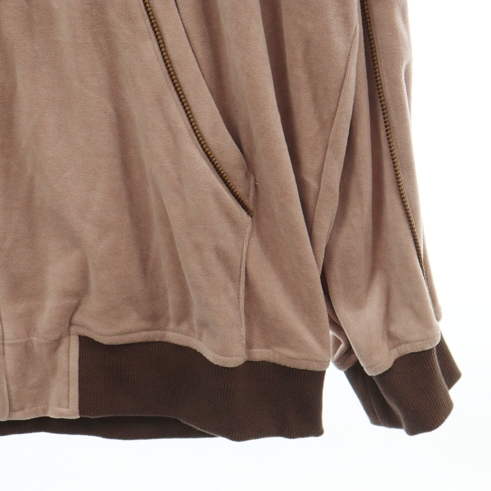 RADIALL(ラディアル) 22AW STAND COLLARED SWEATSHIRT L/S スタンドカラータイガー刺繍ベロアジップアップロトラックジャケット パーカー ピンク RAD-22AW-CUT012